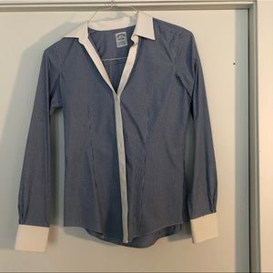 Blue striped non iron Brooks Brothers blouse